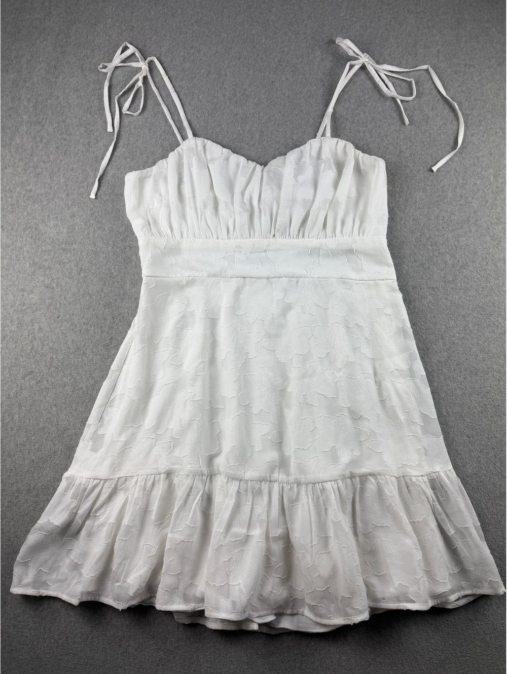 Speechless XXL White Floral Jacquard Sundress Tie Strap Smocked NWT Y2K Style